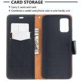 Voor Samsung Galaxy A02s (EU-versie) Litchi Texture Pure Color Horizontale Flip Lederen case met Holder & Card Slots & Wallet & Lanyard(Zwart)