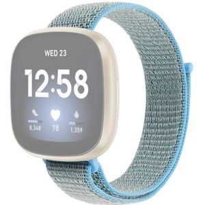 Voor Fitbit Versa 3 nylon loop vervangende band watchband (Lake Blue)