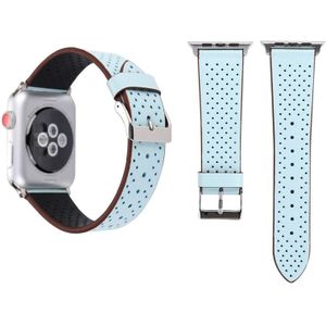 Voor Apple Watch Series 3 & 2 & 1 38mm eenvoudige mode lederen gat patroon horlogebandje (blauw)
