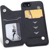 Voor iPhone SE 2020 & 8 & 7 Cat Tree Embossing Pattern Shockproof Protective Case met Card Slots & Photo Frame & Holder(Zwart)