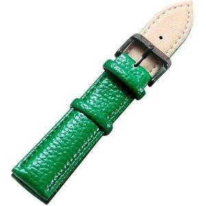 CAGARNY eenvoudige Fashion horloges Band zwart gesp lederen horlogebandje  breedte: 20mm(Green)