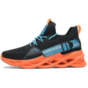 Heren licht ademende vrijetijdsschoenen comfortabele mesh sneakers hardloopschoenen  maat: 36 (zwart oranje)