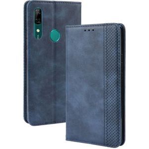 Magnetische Buckle retro Crazy Horse textuur horizontale Flip lederen case voor Huawei P Smart Z  met houder & kaartsleuven & fotolijstjes (blauw)