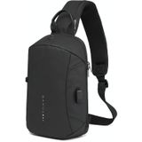 BANGE BG-1912 Mannen Business One-Shoulder Bag Messenger Bag met externe USB-poort (zwart)