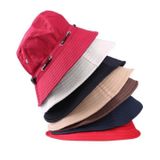2 stks modieuze verstelbare katoen Bucket Cap schaduw visser hoed met Ontkalven & string (rood)