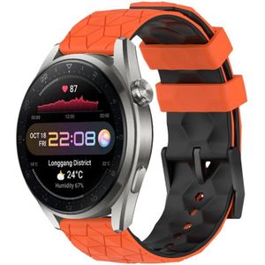 Voor Huawei Watch 3 Pro Nieuwe 22 mm voetbalpatroon tweekleurige siliconen horlogeband (oranje + zwart)
