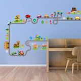 Cartoon track auto kinderen slaapkamer muur stickers decoratieve groene muur stickers (ZY083)