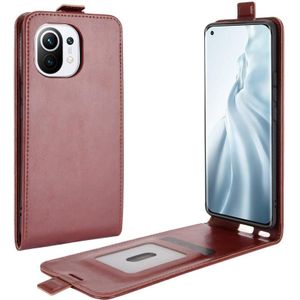 Voor Xiaomi Mi 11 R64 Texture Single Vertical Flip Leather Protective Case met Card Slots & Photo Frame (Brown)