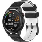 Voor Huawei Watch GT Runner 22 mm voetbalpatroon tweekleurige siliconen horlogeband (zwart + wit)