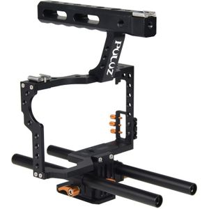 PULUZ handvat videocamera kooi Steadicam stabilisator voor Sony A7 & A7S & A7R & A7R II & A7S II Panasonic Lumix DMC-GH4(Orange)