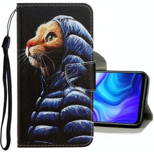 Voor Samsung Galaxy Note20 Ultra 3D Gekleurde tekening horizontale flip PU lederen hoes met houder & kaartslots & portemonnee (Down Jacket Cat)