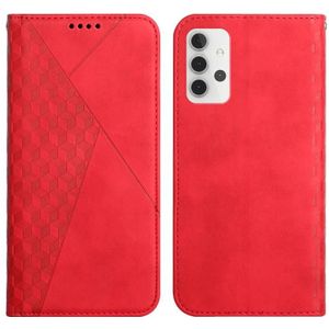 For Samsung Galaxy A32 4G Diamond Pattern Splicing Skin Feel Magnetic Horizontal Flip Leather Case with Card Slots & Holder & Wallet(Red)