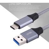 1m draden geweven metaal hoofd USB-C / Type-C 3.1 met USB 3.0 Data / Kabel van de Lader  Voor Samsung Galaxy S8 & S8 PLUS / LG G6 / Huawei P10 & P10 Plus / Oneplus 5 / Xiaomi Mi6 & Max 2 / en andere Smartphones(grijs)