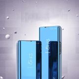 Voor Samsung Galaxy S20 FE 5G Plated Mirror Horizontale Flip Lederen case met houder (Paars)