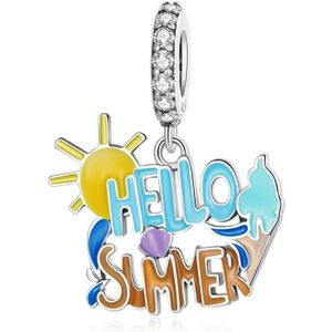 S925 Sterling Silver Hello Summer Pendant DIY Bracelet Necklace Accessories