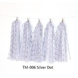 6 packs kleur polka dot papier kwasten verjaardag kamer decoratie lint guirlande (TM-006 silver dot)