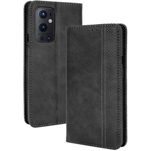 Voor OnePlus 9 Pro Magnetische Gesp Retro Crazy Horse Texture Horizontale Flip Lederen Case met Houder & Card Slots > Fotolijst (Zwart)