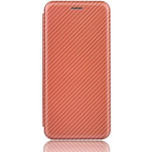Voor Nokia C3 Carbon Fiber Texture Magnetic Horizontal Flip TPU + PC + PU Leather Case met kaartsleuf(bruin)