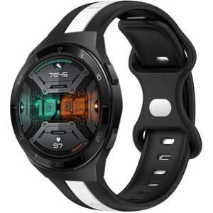 Voor Huawei Watch GT 2E 20 mm vlindergesp tweekleurige siliconen horlogeband (zwart + wit)
