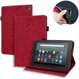 Voor Amazon Kindle Fire 7 2022 Kalf Textuur Relif Flip Lederen Tablet Case(Rood)