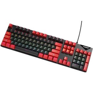 FOREV FVQ302 Gemengde kleur Bedraad mechanisch gaming verlicht toetsenbord (zwart rood)
