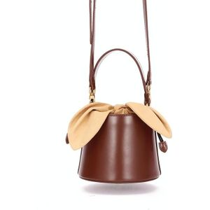 L9009 Bucket Bag Bow Knot Shoulder Messenger Lady Bag (Caramel Kleur)