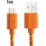 Geweven nylon stijl micro 5 pin USB data transfer / laad kabel voor samsung galaxy s iv / i9500 / s iii / i9300 / note ii / n7100 / nokia / htc / blackberry / sony, Kabel lengte: 1 meter (oranje)