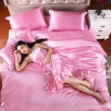 Puur satijn zijde beddengoed set Home textiel bed set Bedclothes Dekbedovertrek cover blad kussenslopen  grootte: 1.2 m bed driedelige set (roze)
