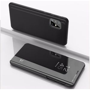 Voor Galaxy A71 Vergulde Spiegel Horizontaal Flip Leder met Stand Mobiele Telefoon Holster (Zwart)