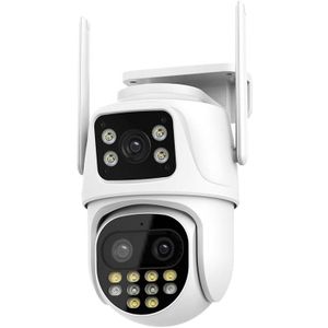 QX104 3MP WiFi dubbele camera ondersteunt menselijk gezichtsherkenning en AI-alarm (US-stekker)