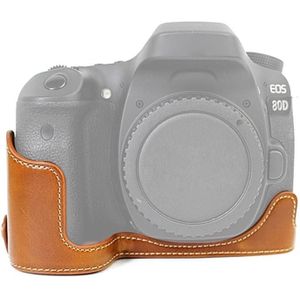 1/4 inch draad PU lederen camera halfcase basis voor Canon EOS 80D / 70D