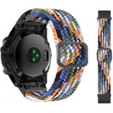 Voor Garmin Fenix 7 verstelbare nylon gevlochten elasticiteit horlogeband (kleurrijke denim)