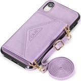 Multifunctionele Cross-body Card Bag TPU+PU Back Cover Case met Holder & Card Slot & Wallet Voor iPhone X / XS(Paars)