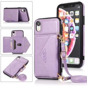 Multifunctionele Cross-body Card Bag TPU+PU Back Cover Case met Holder & Card Slot & Wallet Voor iPhone X / XS(Paars)