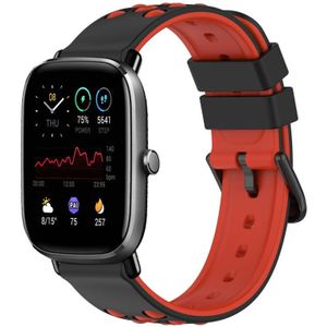 Voor Amazfit GTS 2 Mini 20 mm tweekleurige poreuze siliconen horlogeband (zwart + rood)