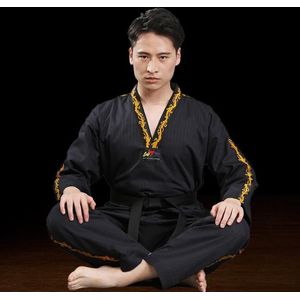 Mannen en vrouwen Kind Volwassen Katoen Taekwondo Kleding Trainingsuniformen  Maat: 130 (Dragon Black)