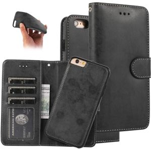 Voor iPhone 6 Plus KLT888-2 Retro 2 in 1 Afneembare Magnetische Horizontale Flip TPU + PU Lederen case met Holder & Card Slots & Photo Frame & Wallet(Zwart)