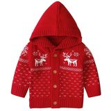 Jongens en meisjes cartoon baby Hooded gebreid vest (kleur: rood formaat: 70cm)