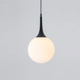 YWXLight Nordic moderne hangende lamp glas cirkel bal hanger licht met E27 Edison lamp perfect voor keuken eetkamer slaapkamer (kleur: zwarte lijngrootte: + koud wit)
