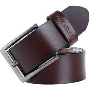 COWATHER XF002 mannen echt leder luxe Business Casual PIN gesp riem  riem lengte: 110cm (XF002 koffie)