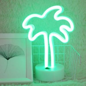 Kokosnoot boom romantische Neon LED vakantie licht met houder  Warm Fairy decoratieve Lamp nachtlampje voor kerst  huwelijk  Party  slaapkamer (groen licht)