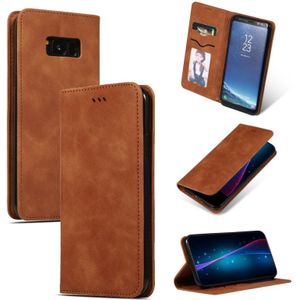 Retro huid feel Business magnetische horizontale Flip lederen case voor Samsung Galaxy S8 plus (bruin)