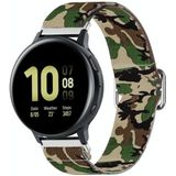 20mm voor Samsung Galaxy Watch Active2 / Actieve verstelbare elastische afdrukken vervangende horlogeband (camouflage groen)