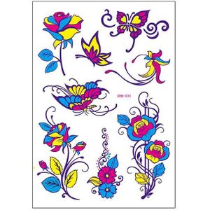 6 stks Fluorescerend gezicht Waterdichte Milieubescherming Tattoo Stickers Nachtclub Bar Flower Arm Stickers (OHB-003)