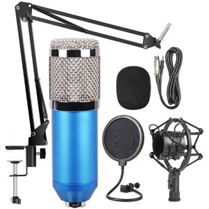 BM-800 Mic Kit condensator microfoon met verstelbare Mic Suspension Scissor arm  shock mount en dubbellaags pop filter  voor studio opname  live uitzending  live show  KTV  etc. (blauw)