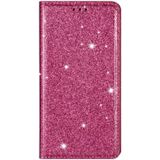 Voor Samsung Galaxy J4+ Ultrathin Glitter Magnetic Horizontal Flip Leather Case met Holder & Card Slots(Rose Red)