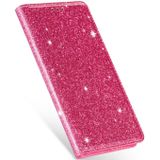 Voor Samsung Galaxy J4+ Ultrathin Glitter Magnetic Horizontal Flip Leather Case met Holder & Card Slots(Rose Red)