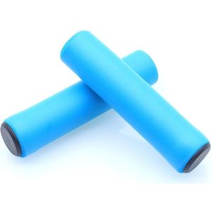 4 Pairs Mountain Folding Bicycle Silicone Foaming Sponge Handle Cover Rubber Shock Absorbing Anti-Slip Handle Set(Blue)