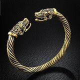 Mannenarmband manchet Wolf hoofd Viking armband sieraden mode-accessoires (antieke vergulde)