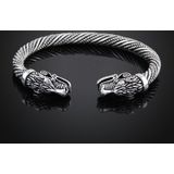 Mannenarmband manchet Wolf hoofd Viking armband sieraden mode-accessoires (antieke vergulde)